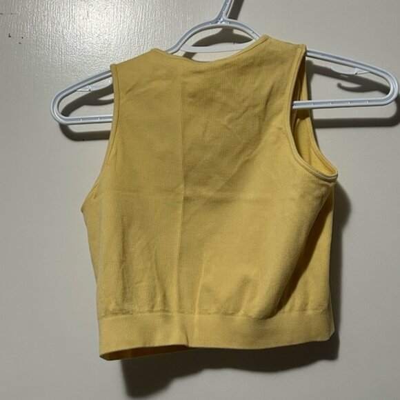C’est Moi Bamboo Yellow High Neck Ribbed Tank Top - Picture 2 of 3
